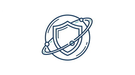 Abstract geometric shield with circular orbit design. © MndlL