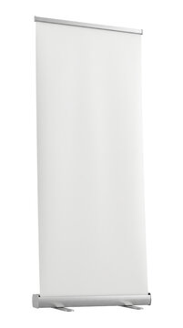 Blank White Roll Up Banner Stand Mockup for Presentation