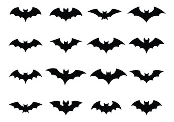 Fototapeta premium Halloween bat vector bundle, Flying bat silhouette clipart collection for halloween decoration