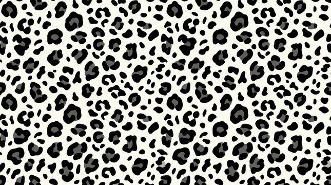 Black and white leopard print seamless pattern texture