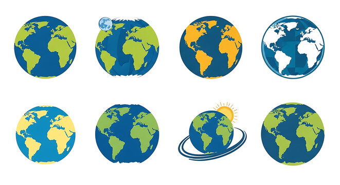 Earth globe illustrations with climate zones