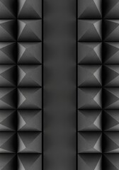 Naklejka premium Abstract Dark Grey 3D Pyramid Pattern Acoustic Foam Texture Background with Vertical Copy Space