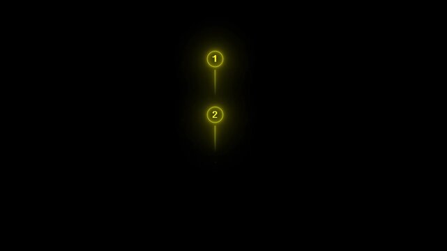 Modern 3D arrow infographic with 6 numbered steps in vibrant gradients. Infographic step by three step process icon animation on black background