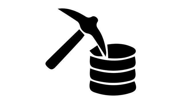 Black hammer and anvil icon, industrial tool symbol, metalworking logo, vector graphic