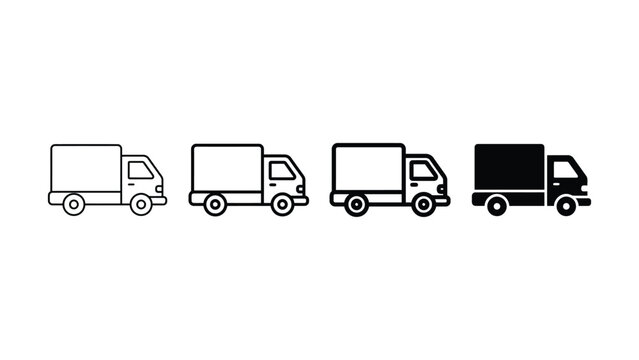 Four trucks in different styles on white background for logistics concepts