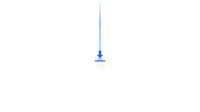 Blue download icon animation with progress bar on white background
