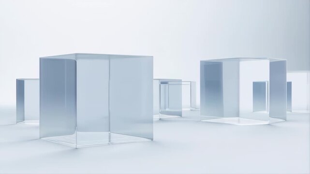 Cubes in a Futuristic Environment with Transparent Surfaces and Abstract Shapes Featuring Modern, Design, Architecture with Digital and Art Elements