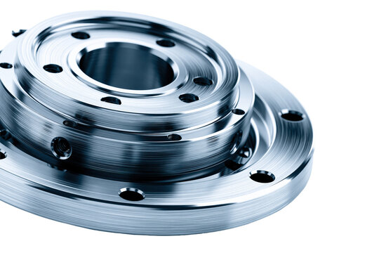 Metal wheel hubs and discs with bolt holes, machined steel