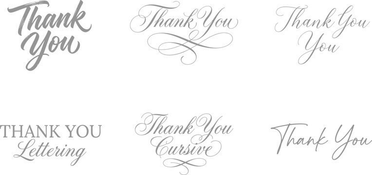 Elegant 'thank you' calligraphy styles lettering designs for cards invitations