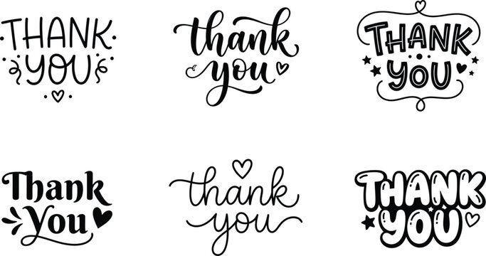Thank you card designs hand lettered typography for gratitude appreciation