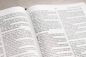 Fototapeta premium Open holy bible book. Christian study and education concept.