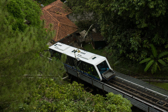 Penang Hill Railway Funicular Among Tropical Greenery