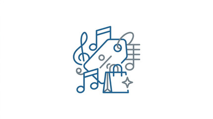 Obraz premium Creative illustration of shopping and music icons.