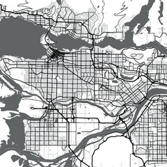Obraz premium Minimal vector city map of Vancouver with streets, parks and waterfront