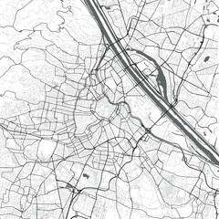 Obraz premium Minimal vector city map of Vienna with streets, parks and Danube River