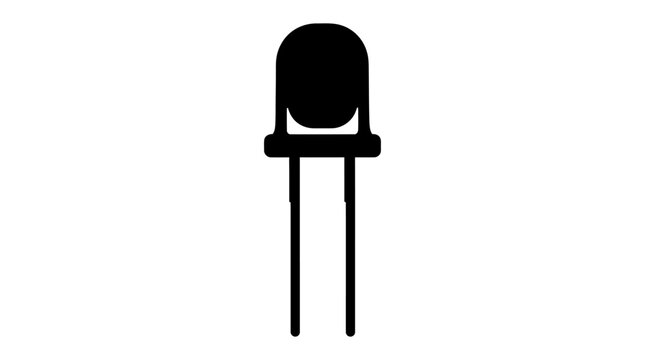 Light emitting diode with two leads black silhouette