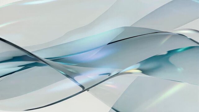 Abstract blue glass waves flowing in a smooth motion animation for modern digital media background design