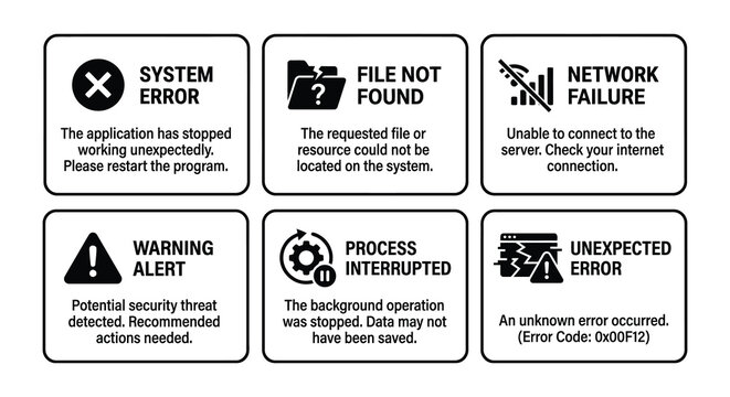 Broken Chain Server Warning Folder Computer And Shield Icons Vector