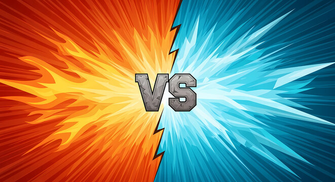 Epic Fire versus Ice Battle Screen for Game Competition