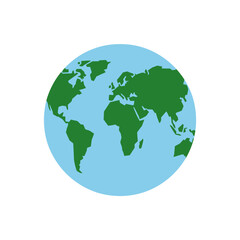 Fototapeta premium The globe showcases continents on Earth from a side view in space.
