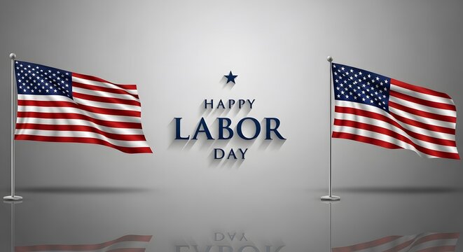 Labor day greeting with american flags and patriotic star design