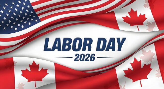 Labor day 2026 usa and canada flags celebration graphic