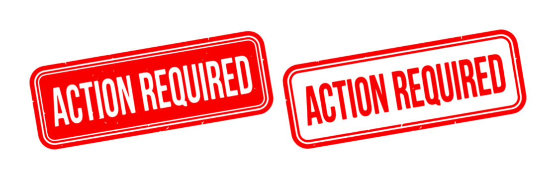 Action Required Buttons, Urgent Notification Labels, Red Alert Signage, Important Task Prompts, Vector Graphics for Business and Projects