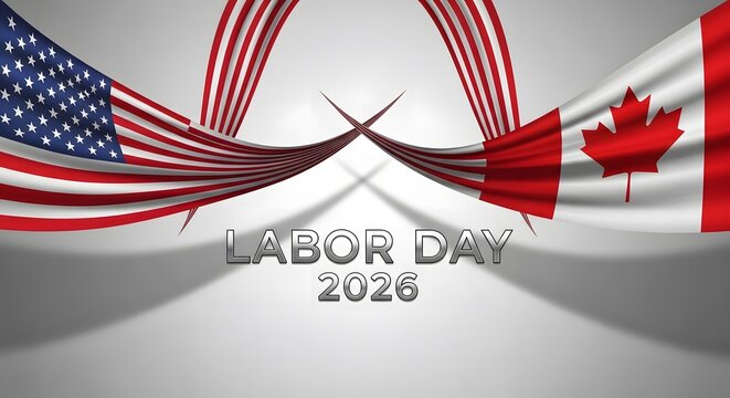 Labor day 2026 united states and canada flags celebration graphic