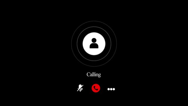 User interface of incoming video or audio call on dark background. Incoming video call with concept of technical communication. Call screen, video, speaker, internet, video calling animation.