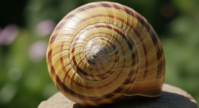 Detailed Macro View of a Snail Shell's Intricate Spiral Patterns