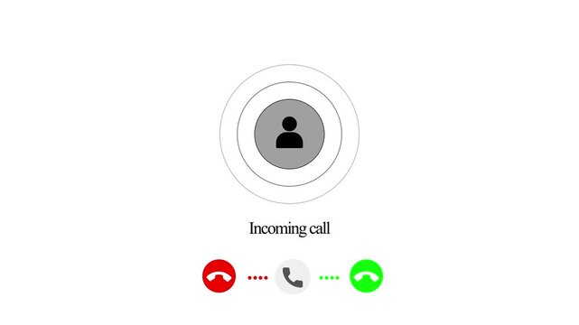 User interface of incoming video or audio call on white background. Incoming video call with concept of technical communication. Call screen, video, speaker, internet, video calling animation.