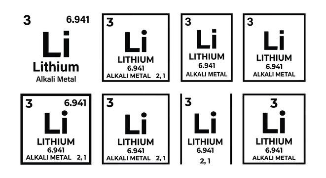 Lithium Element Icons Periodic Table Style Vector Illustration