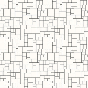Vector geometric structure squared mosaic pattern. Outline creative brick background. Monochrome endless unusual beige wall print