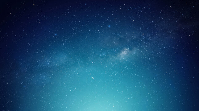 Glowing stars shining in the dark night sky with a deep blue gradient background
