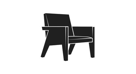 Fototapeta premium Abstract black geometric armchair illustration on white background modern design concept minimalist furniture icon vector art with stylized black