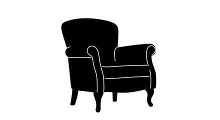 Fototapeta premium Vector illustration of a classic armchair silhouette in black with armchair white background silhouettes classic displays black monochrome with decorative