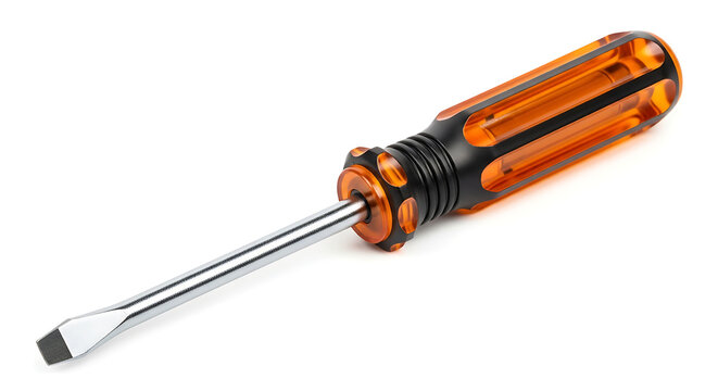 Orange screwdriver with black handle and bit