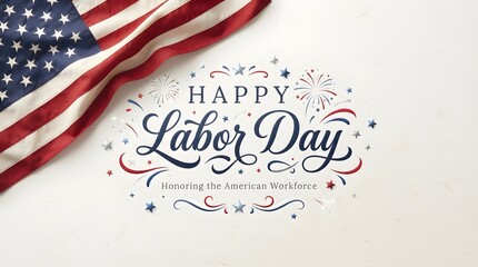 Obraz premium Festive labor day greeting with american flag honoring workers and celebrating national holiday