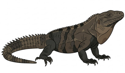 Fototapeta premium Muddy Brown Garrobo Iguana Wildlife Vector Clipart