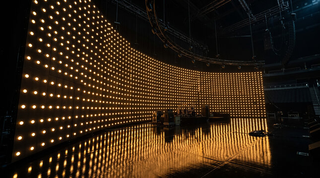 Glowing lights installation in dark room