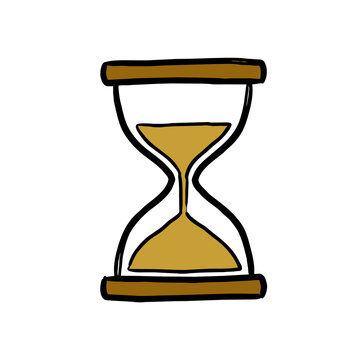 doodle illustration of an hourglass isolated on a white background