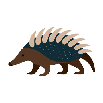 Flat 2D illustration of Hedgehog Tenrec, clean vector illustration style, isolated on a white background.