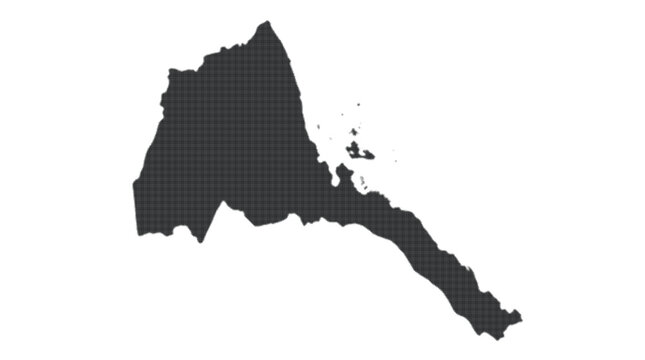 Detailed vector silhouette of the map of Eritrea, presented with a stylish halftone dot texture, perfect for professional cartographic work and global presentations.