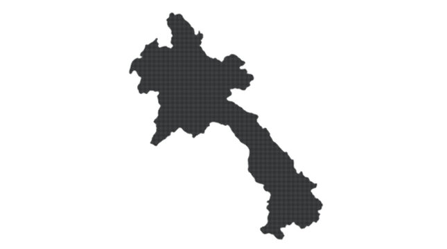 A detailed vector silhouette map of Laos featuring a complex textured pattern, isolated on a clean white background, perfect for travel, geography, and educational design.