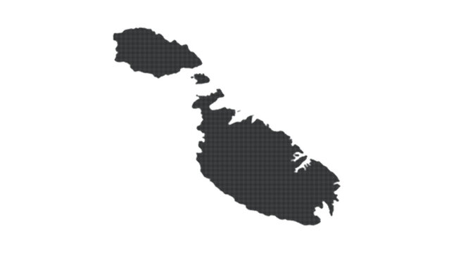 Detailed vector map of Malta isolated on white background, featuring a complex geometric pattern fill inside the country borders for a modern and artistic cartographic look.