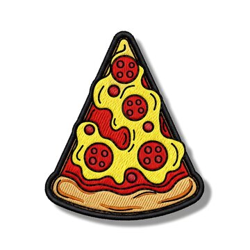 Cartoon slice of pepperoni pizza with melted cheese