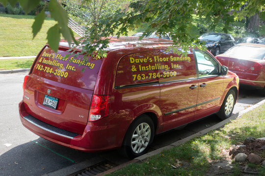 Red truck advertising Dave's floor sanding business . St Paul Minnesota MN USA