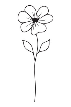 minimal hand drawn flower line art - floral black outline logo vector illustration