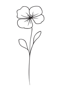 minimal hand drawn flower line art - floral black outline logo vector illustration