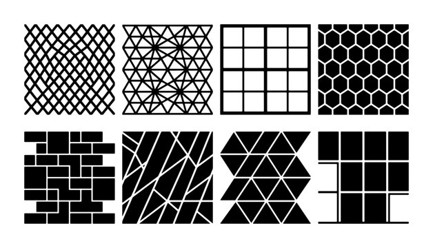 Geometric Patterns Collection, 8 Vector Textures, Modern Abstract Backgrounds, Minimalist Design Elements
